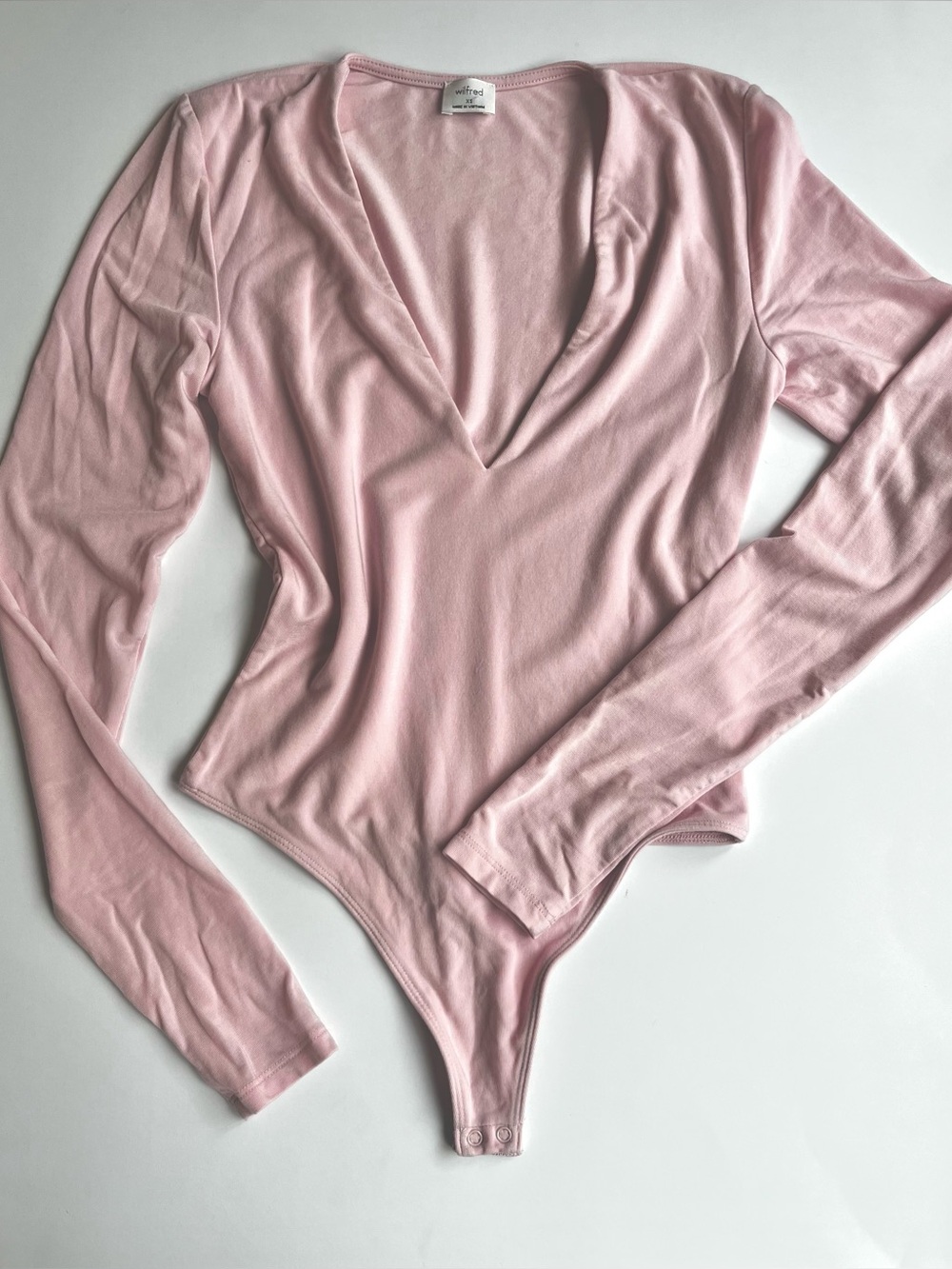 Wilfred Light Pink Contour Long-sleeve V-Neck Bodysuit